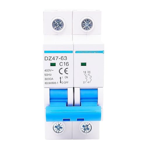 Disyuntor bipolar 2P 20A DZ47-63 para carril DIN en cableado eléctrico de maquinaria
