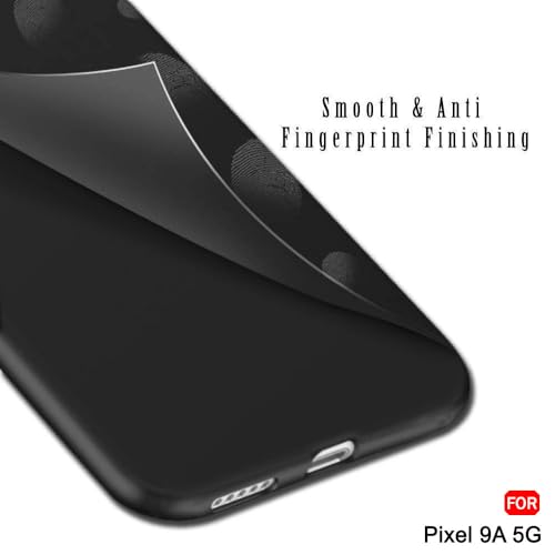 Image of TheGiftKart Sleek Back Cover Case for Google Pixel 9A | Slim Fit Protective Design | Ultra Matte Finish | Camera Protection Bump | Soft Silicon Case Cover for Pixel 9A (Silicone, Black)