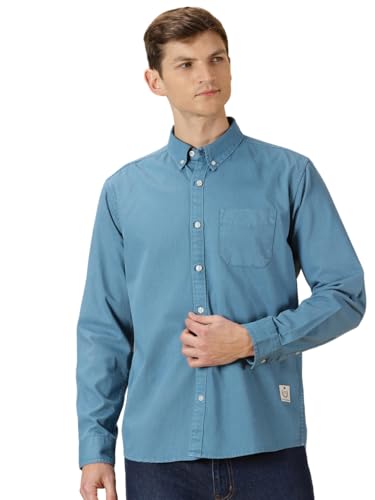 Image of Thomas Scott Men's | Solid | Full Sleeve | Slim Fit | 100% Cotton | Spread Collar | Casual Shirt