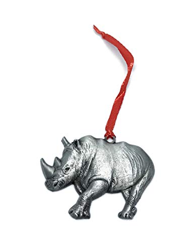 Rhino Christmas Ornament Pewter Charm Decorative Vacation Travel Souvenir Zoo Safari Jungle Animals Theme Decorations #TOP13