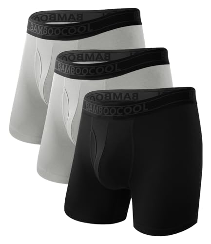 Image of BAMBOO COOL Men's Underwear Breathable Boxer Briefs with Fly Moisture-Wicking Lightweight Underwear 7-Pack