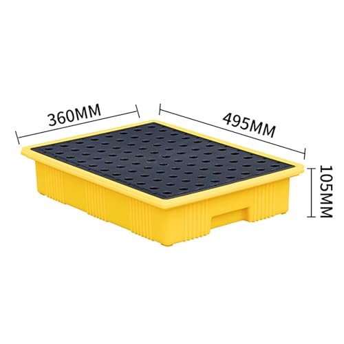 Genérico Paleta Industrial para contención de derrames con Rejilla de Drenaje, 49x36x10 cm, solución de Almacenamiento de bidones de Alta Resistencia para la manipulación Segura de Productos químicos