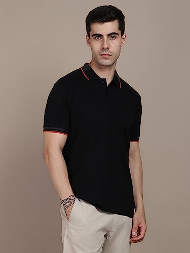 Image of Dennis Lingo Men's Regular Fit Cotton Polo Neck Solid T-Shirt