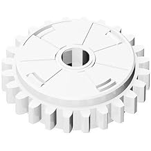 6 Piece Gear 24 Tooth Clutch, White, Compatible with Lego Parts and Pieces