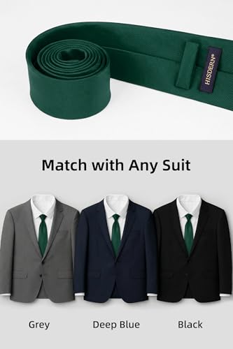 Image of HISDERN Mens Ties Solid Color Ties for Men Formal Necktie with Pocket Square Set Satin Silk Neck Tie Handkerchiefs Set