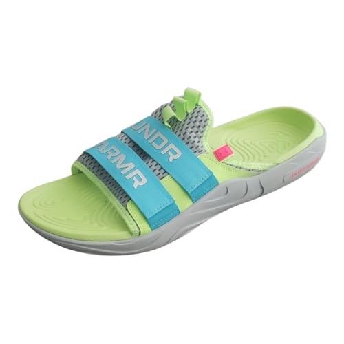 Under Armour UA Unisex Ignite Alpha Slides Sandals Lime/Aqua/Gray Mens sz 10