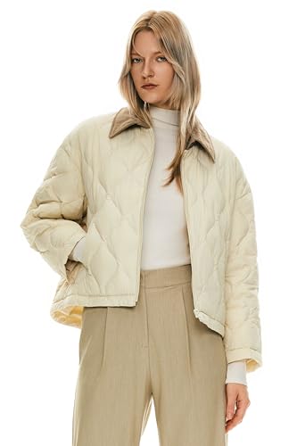 Orolay Women's Lightweight Quilted Jacket Puffer Cropped Down Coat Zip Up Warm with Pockets for Fall and Winter