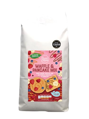 Award-Winning Luxury Waffle & Pancake Mix - bulk 3.5kg bag. Just add Water to Make Malty Belgian Style Waffles or Fluffy American Buttermilk Pancakes