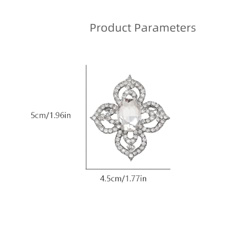 Image of Antique Crystal Brooch Pin for Women Men Vintage Rhinestone Art Deco Flower Clover Boho Victorian Brooches Lapel Pins Elegant Dress Accessories Wedding Birthday Jewelry