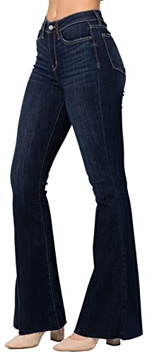 Judy Blue Women's High Waisted Raw Hem Tall Flare Jeans3