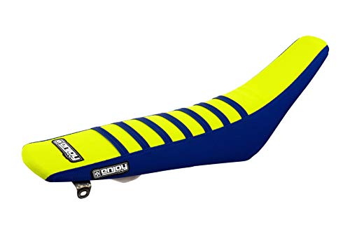Enjoy Mfg Seat Cover - Compatible Fit for 2002-2021 Yamaha YZ85 YZ 85 - Blue Sides/Neon Yellow Top/Blue Ribs #96