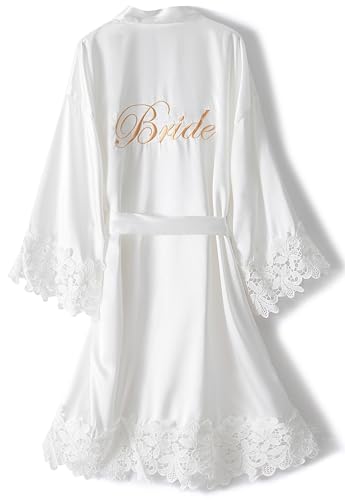 goodmansam Damen Morgenmantel für Braut Satin Bademantel Nachtwäsche mit...