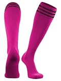 TCK Elite Finale 3 Stripe Soccer Socks (Hot Pink/Black, Small)