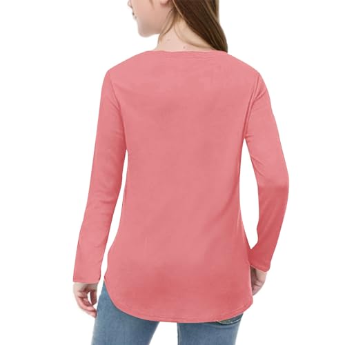 Girls Long Sleeve Curve Hem Tunic Tops Crewneck Soft Shirts Side Slit Tee Loose Shirt Blouses Personalized Clothing2