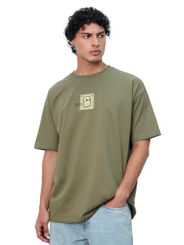 Image of The Souled Store Mr. Soul Men and Boys Short Sleeve Round Neck Purple Graphic Printed Cotton Oversized T-Shirts