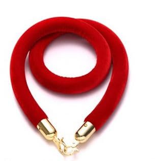 NOLDAR | Cuerda de terciopelo rojo para catenarias con ganchos de color dorado. Diámetro de 3 cm y Longitud de 1,5 metros.
