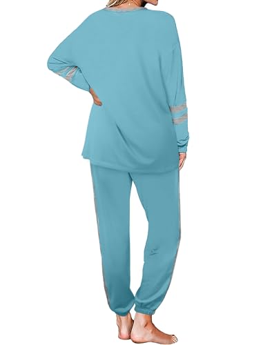 Image of Aloodor Sweatsuit for Women 2 Piece Outfits for Womens Crewneck Sweatshirts Pullover