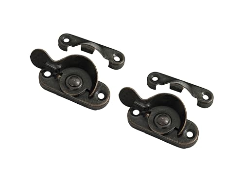 QCAA Steel Window Sash Lock, CTC 2", Antique Copper, 2 Pack