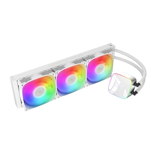 GEOMETRIC FUTURE 360mmラジエーター簡易水冷 CPUクーラー Eskimo Junior NEON 36W 風量91.3CFMファン「Squama 2505」搭載 ミラーマイクロアークPCトップカバー 55x55mm大型熱伝導銅ベース