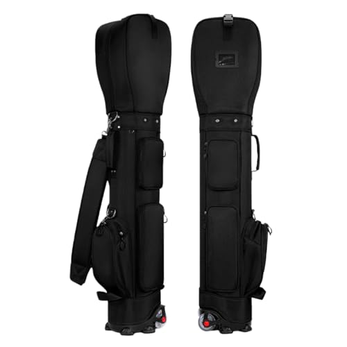 Quxxuol ゴルフキャディバッグ ゴルフバッグキャスター付き 静音 軽量 大容量 14本のポールを収納 多機能 ユニセックス (ブラック)