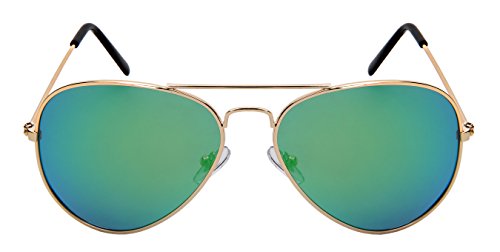 Edge I-Wear Classic Pilot Style Polarized Aviator Sunglasses for Men Women UV400 Protection Mirrored Lens ((Pack of 2) Gold Red +Gold Green, 57)2