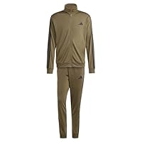 adidas Herren SPORTSWEAR BASIC 3 STRIPES TRICOT TRACKSUIT, Olive Strata, S Tall