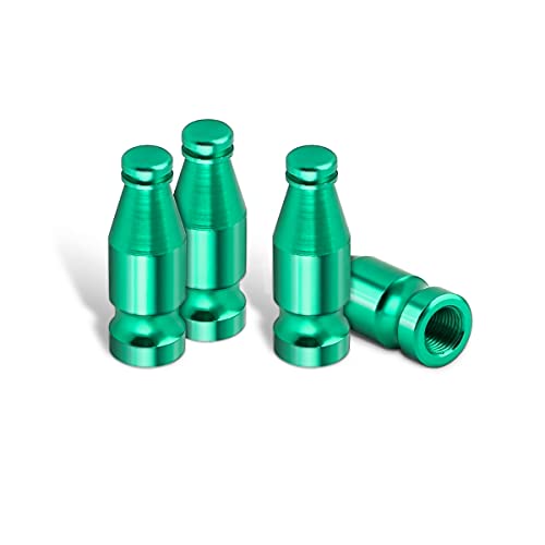 4 Pcs Car Tire Valve Stem Caps, Beer Bottle Shape Airtight Dustproof Valve Stem Caps Universal for Cars, Motorcycles, Bikes, SUVs, Car Accessories for Men Women (Green)