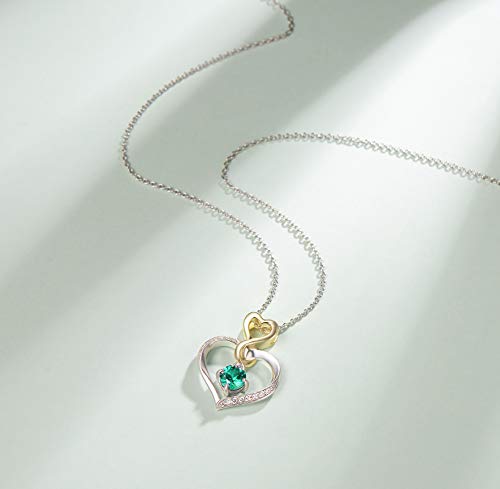 Agvana Valentines Day Gifts For Her May Birthstone Emerald Necklace For Women Sterling Silver Infinity Love Heart Pendant Necklace Fine Jewelry Anniversary Birthday Gifts For Women Girls Wife Daughter Lady #TOP3