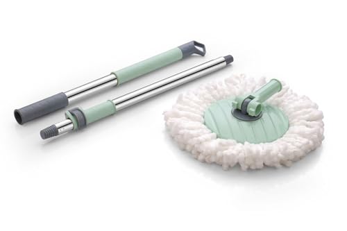 Image of Spin Mop Stick Rod Set Easy to fit for All Bucket |Heavy Duty| Stainless Steel Spin mop Stick with 360 Degree Rotating with 1 Microfiber Refill.
