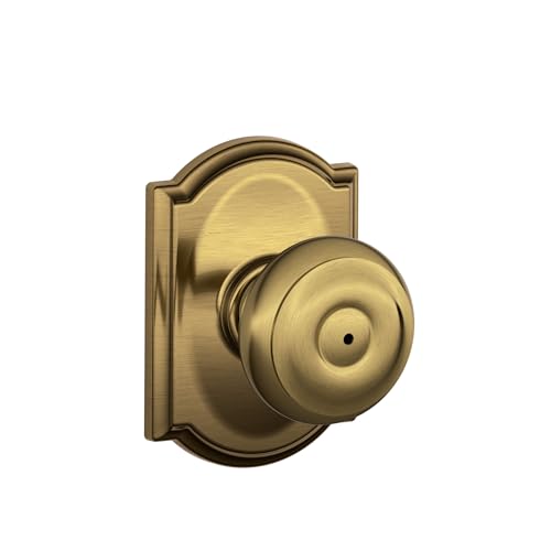 Image of SCHLAGE F40 GEO 609 CAM Camelot Collection Georgian Privacy Knob, Antique Brass