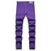GHYYHG Men's Ripped Patch Elastic Jeans Fashion Slim Fit Regular Denim Pants(34,238012 Purple Green)