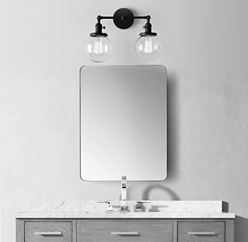 Pathson Vintage 2 Lights Wall Sconces With On Off Switch, Globe Glass Bathroom Vanity Light Fixtures, Industrial Wall Lighting Lamps For Living Room Bedroom #TOP1