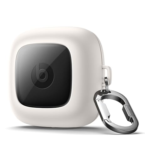 SURITCH Case Compatible with Beats Powerbeats Pro Cover,Shockproof TPU Magnetic Protective Case with Magnetic Lid Lock & Carabiner Clip Keyring & Transparent Logo Window for Powerbeats Pro（White）