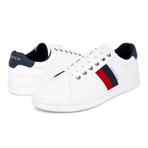 Nautica Men's Casual Lace-Up Shoe, Classic Tennis Low Top Boat Loafer, Fashion Sneaker-Henrey-White Red Navy-Size-10.5 - image 6
