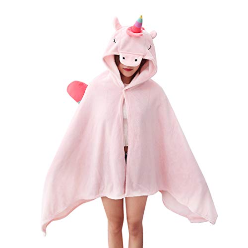 LUCK COLLECTION - Manta con Capucha para niños y Adultos, diseño de Unicornio, Rosa, 35''*75''
