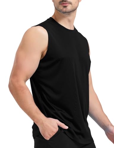 Men's Sleeveless UPF 50+ Swim Shirts Quick Dry Workout Tank Top UV Protection Running Gym Muscle T Shirts3