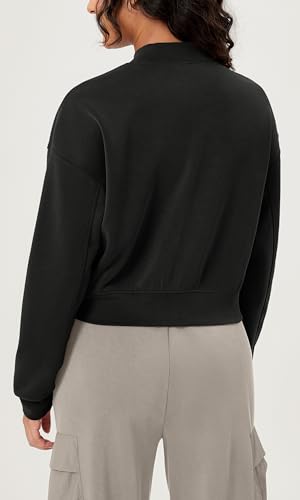 ODODOS Modal Soft Full-Zip Bomber Jacket for Women Long Sleeve Casual Fall Outfit Crop Top with Pockets3