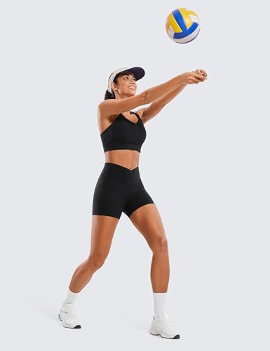 CRZ YOGA Womens Butterluxe Cross Waist Biker Shorts 4" - V Crossover High Waisted Side Pockets Workout Gym Yoga3