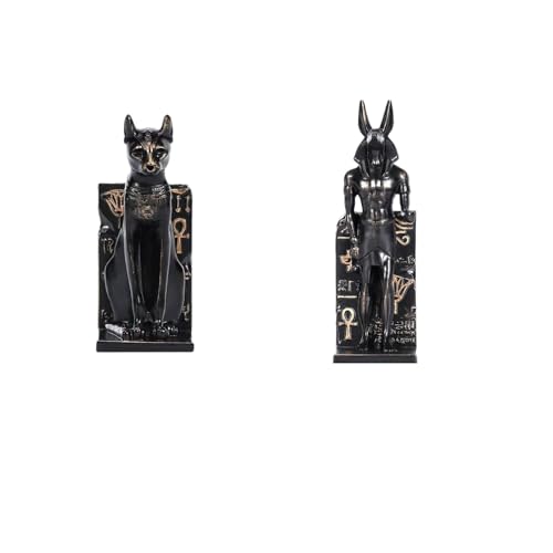 Bastet & Anubis Cat Magnet 2 Pack, Egyptian God Sculpture Fridge Decor, 3D Strong Magnetic Refrigerator Magnets for Office, Collectible Statue, fo