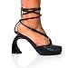 Liliana Women Chunky Block Heel Pump Shoe Lace up Strappy Sandals Pirate-1 Black 8