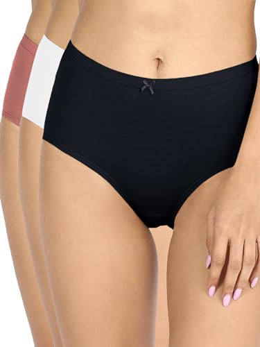 Image of NYKD (NYP104 Comfortable & Breathable Cotton Panty Set for Women (Pack of 3) | High Rise & Full Coverage Brief with Anti Odor Properties | Super Soft & Concealed Elastic for All Day Comfort