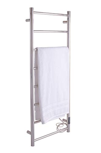 ASA Luxury Towel Warmer Wall Mounted Round Electric Towel stands with Switch, Electric Heated Towel Warmer Rail Rack with 7 Bars, 1200 * 500 mm, 304 Stainless Steel mirror polish finish, UL Approved