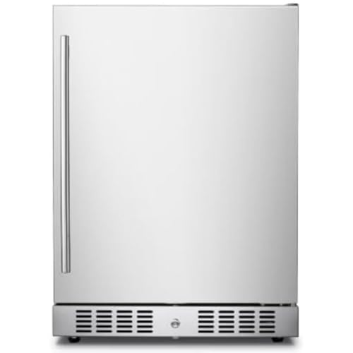 KoKoMo Grills Professional Luxury 24 Inch Outdoor Kitchen Refrigerator 5.5 Cu Ft Stainless Steel Outdoor Rated Fridge Digital Thermostat LED Lighting Reversible Door Handle
