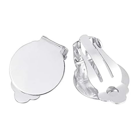 HOUSWEETY 50pcs Silver Earring Clip Findings 15x20mm Cover