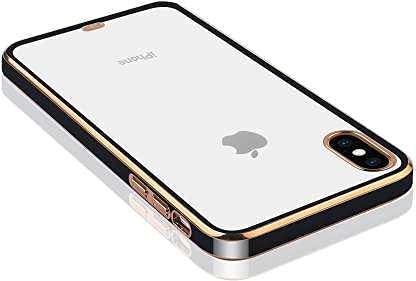 Insflug Compatible with iPhone Xs Max Chrome Case,Slim Thin Silicone Shockproof Protective Phone Case Cover for Women/Men,Electroplated (Black)