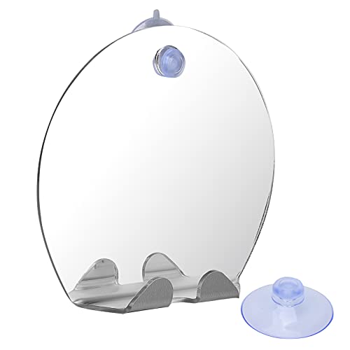 Zyyini Fogless Bathroom Shaving Mirror, Round Shape Fogless Shower Mirror With Razor Hook Anti-Fog Bathroom Shaving Mirror Lightweight Portable Wall Hanging With Suction Shatterproof Mirror #TOP1