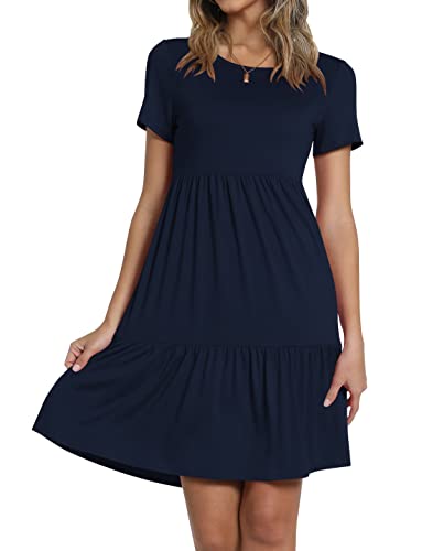 Image of TAOHUADAO 2026 Summer Dresses for Women Short Sleeve Ruffle Casual Sundress with Pockets
