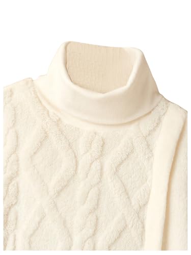 SweatyRocks Girl's Button Front Fuzzy Dress Asymmetrical Long Sleeve High Neck Dresses3