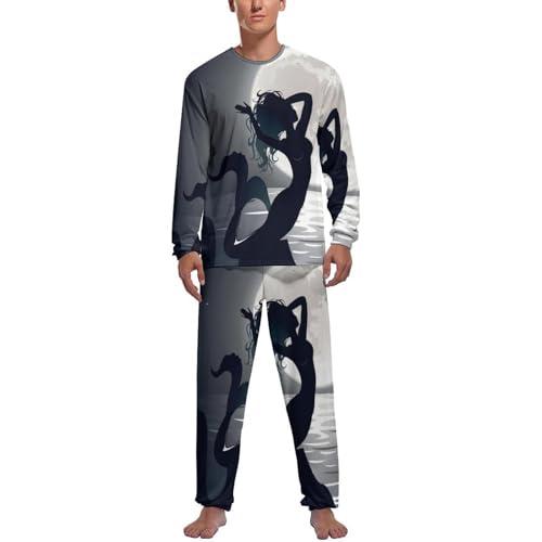 Ensemble de pyjama homme pantalon vêtement de nuit manche longue confortable