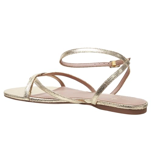 Linea Paolo - LUZ - Womens Strappy Ankle Wrap Flat Leather Sandals4